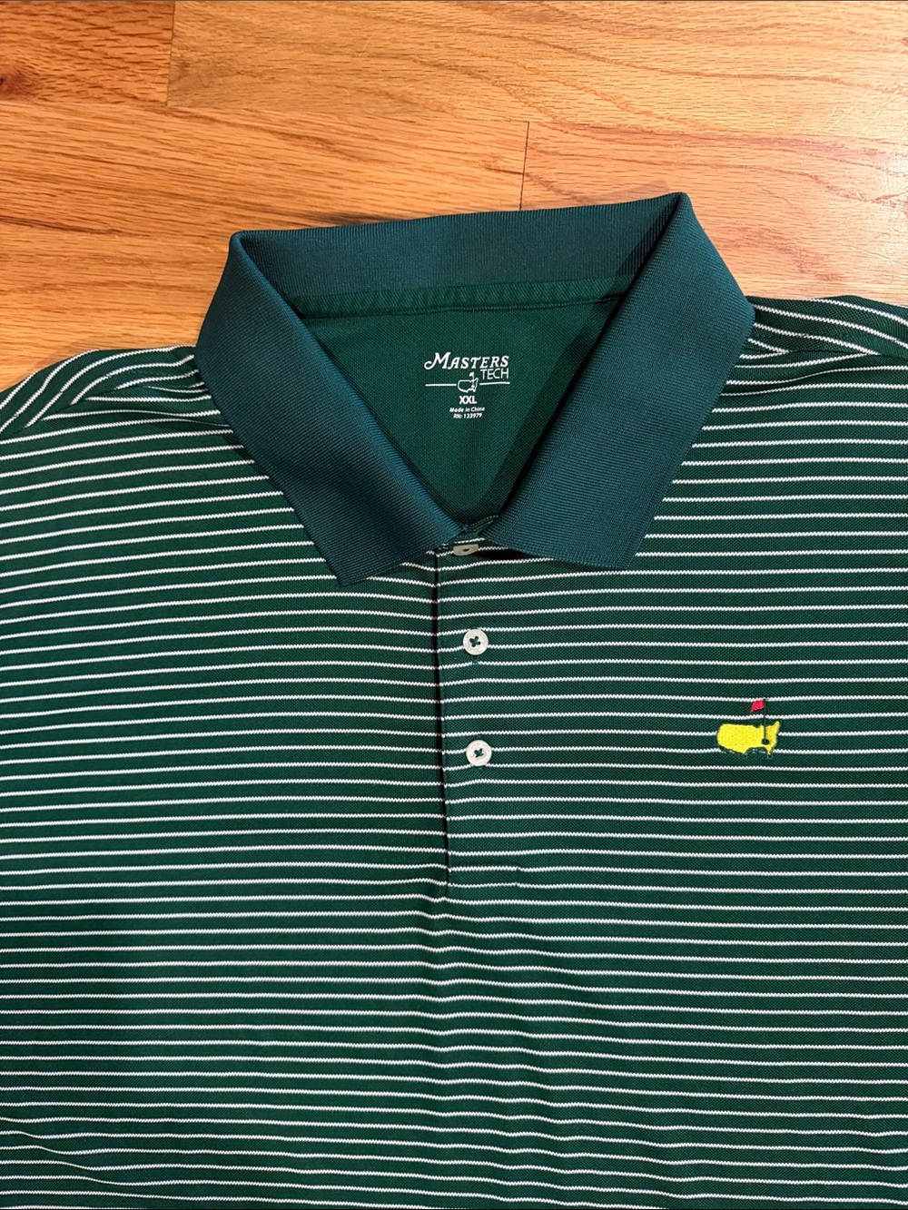 Masters Green Striped Polo with Dark Green Collar